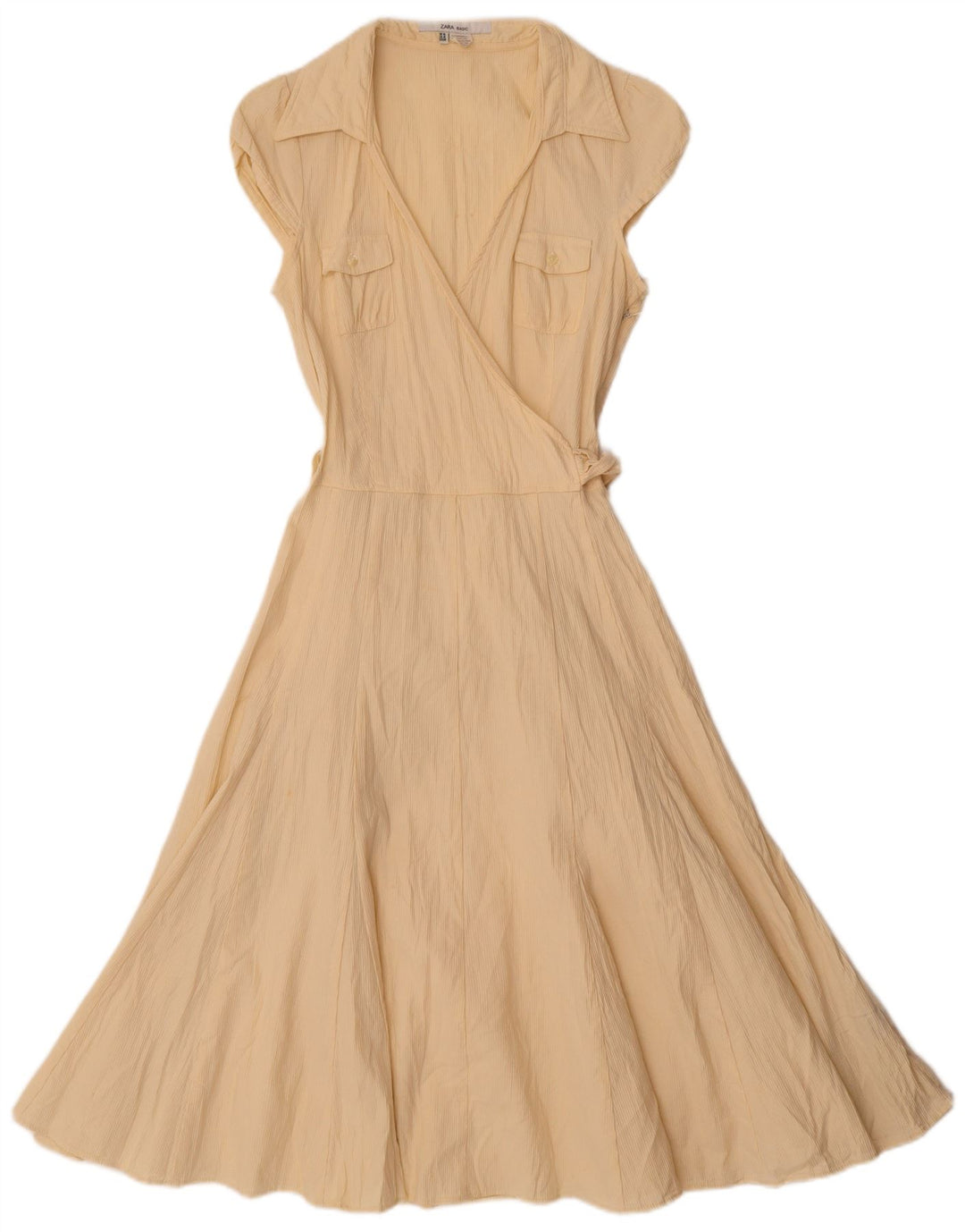 Zara Damen A-Linien-Kleid UK 12 Mittelgelbe Baumwolle
