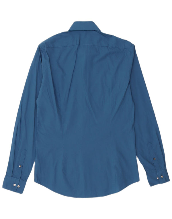 CALVIN KLEIN Herren Slim Fit Hemd Größe 38 15 Mittelblaue Baumwolle