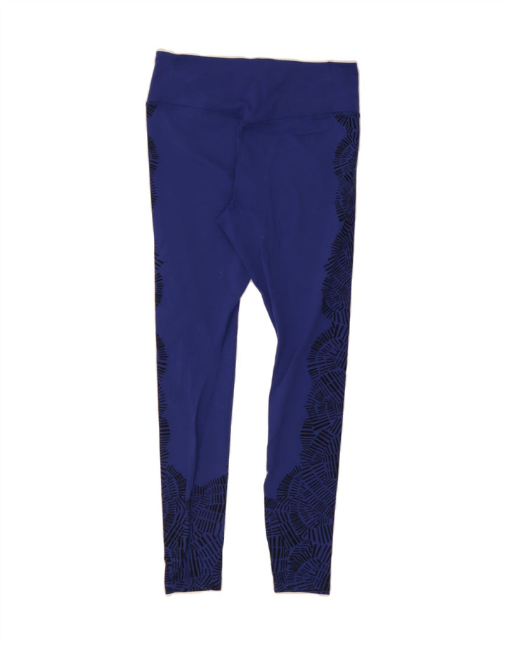 NIKE Womens Dri Fit Leggings UK 12 Medium Blue Geometric Nylon Vintage Nike and Second-Hand Nike from Messina Hembry 