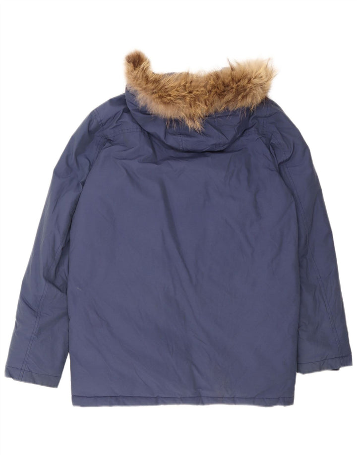 Woolrich Wattierter Jungenmantel mit Kapuze, 13–14 Jahre, blaue Baumwolle