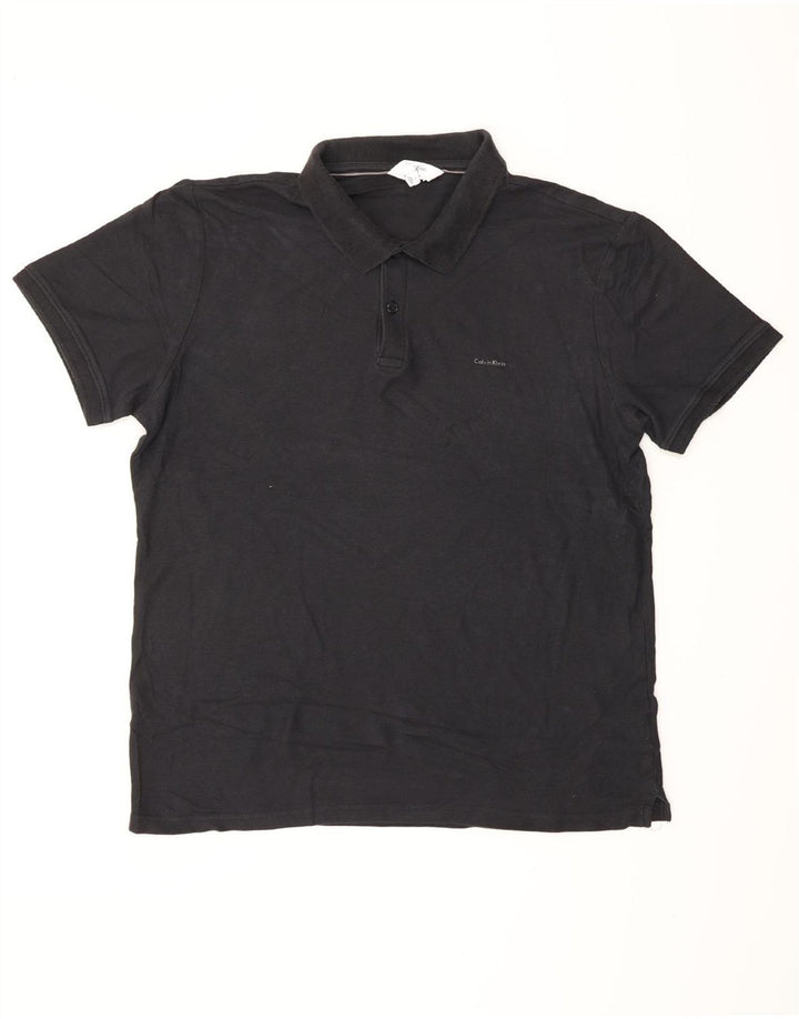 CALVIN KLEIN Herren Slim Fit Poloshirt Große schwarze Baumwolle