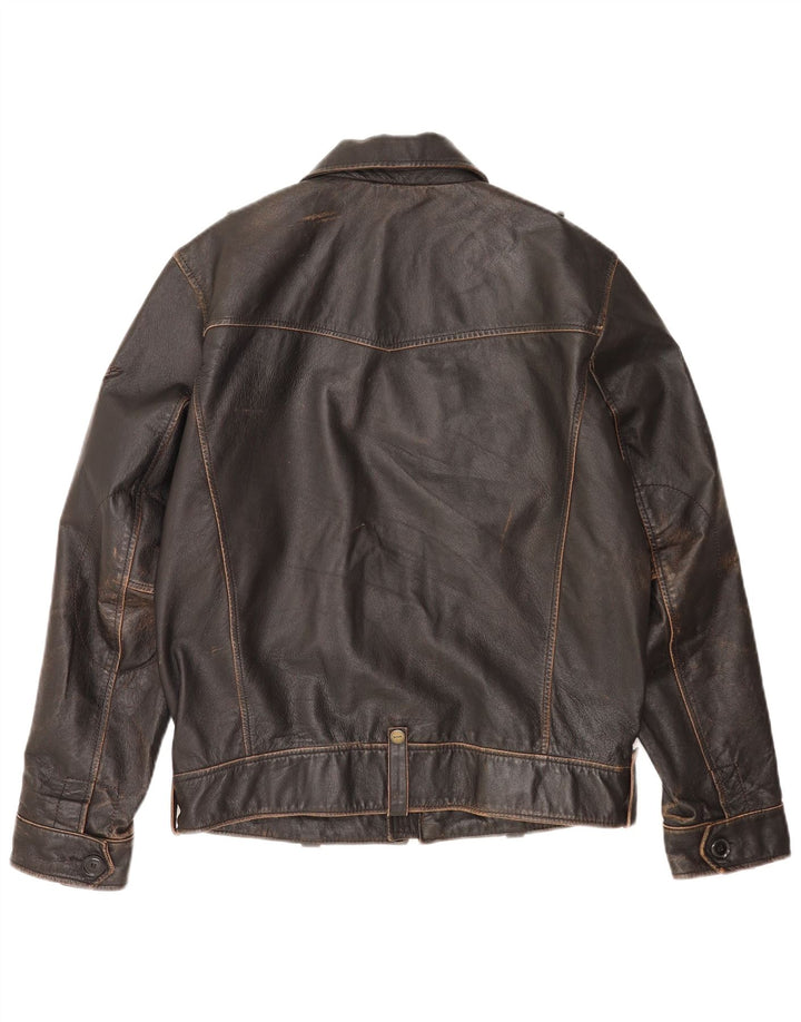 Mustang Herren Militärlederjacke UK 36 Kleines braunes Leder