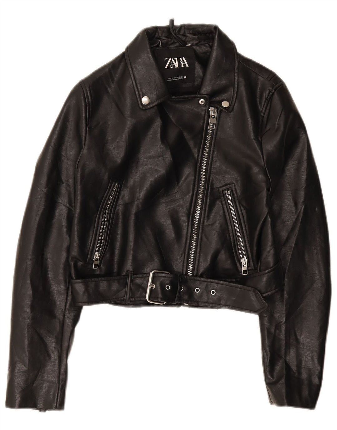 Zara Damen Bikerjacke UK 12 Medium Schwarz