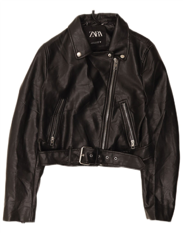 Zara Damen Bikerjacke UK 12 Medium Schwarz