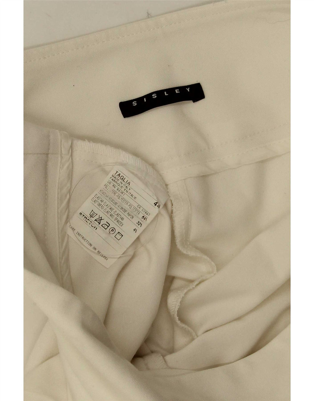 Sisley Damen Flare Freizeithose IT 44 Medium W30 L32 Weiß Polyester