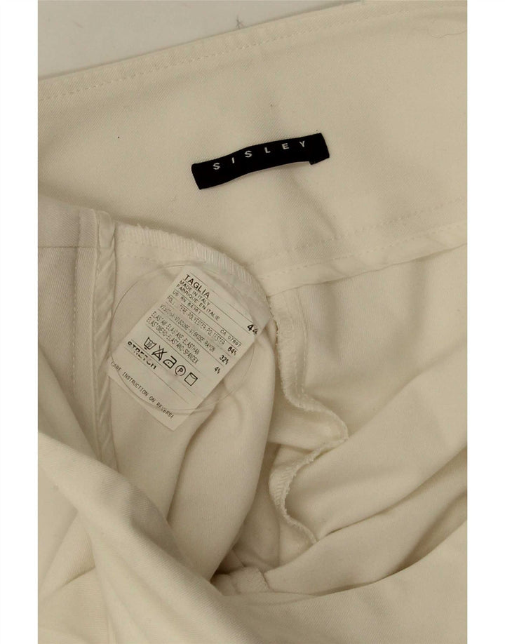 Sisley Damen Flare Freizeithose IT 44 Medium W30 L32 Weiß Polyester