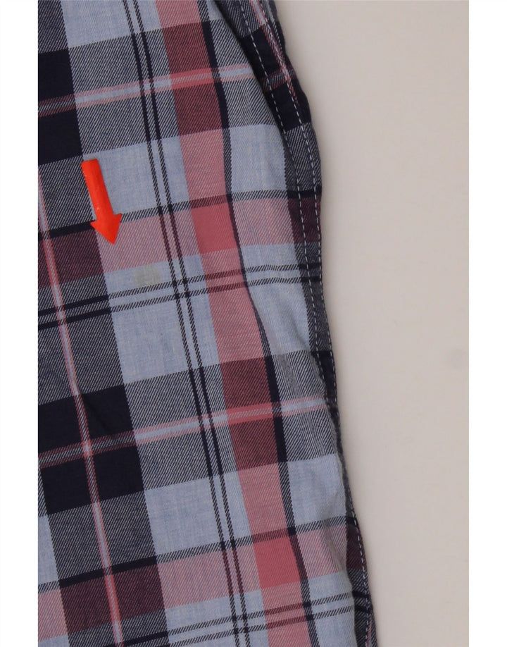 Crew Clothing Herren-Flanellhemd mit schmaler Passform, mittelblau karierte Baumwolle