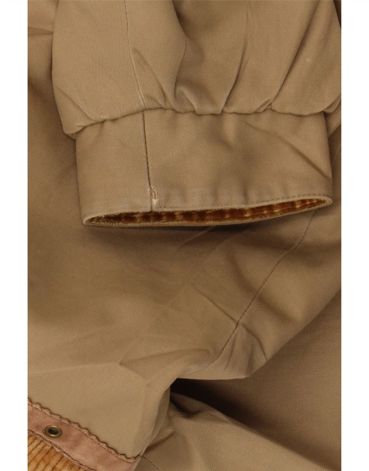 VINTAGE Damen-Windbreaker-Mantel UK 16 Large Brown Colourblock