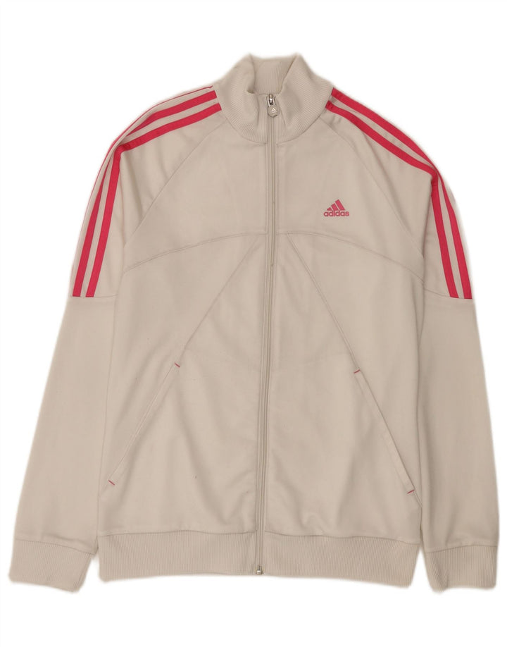 Adidas Mädchen-Trainingsanzugoberteil mit Grafik, 14–15 Jahre, weißes Polyester
