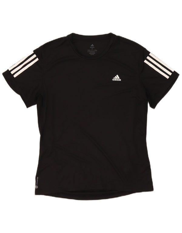 Adidas Damen Aeroready T-Shirt Top UK 12/14 Medium Schwarz Polyester