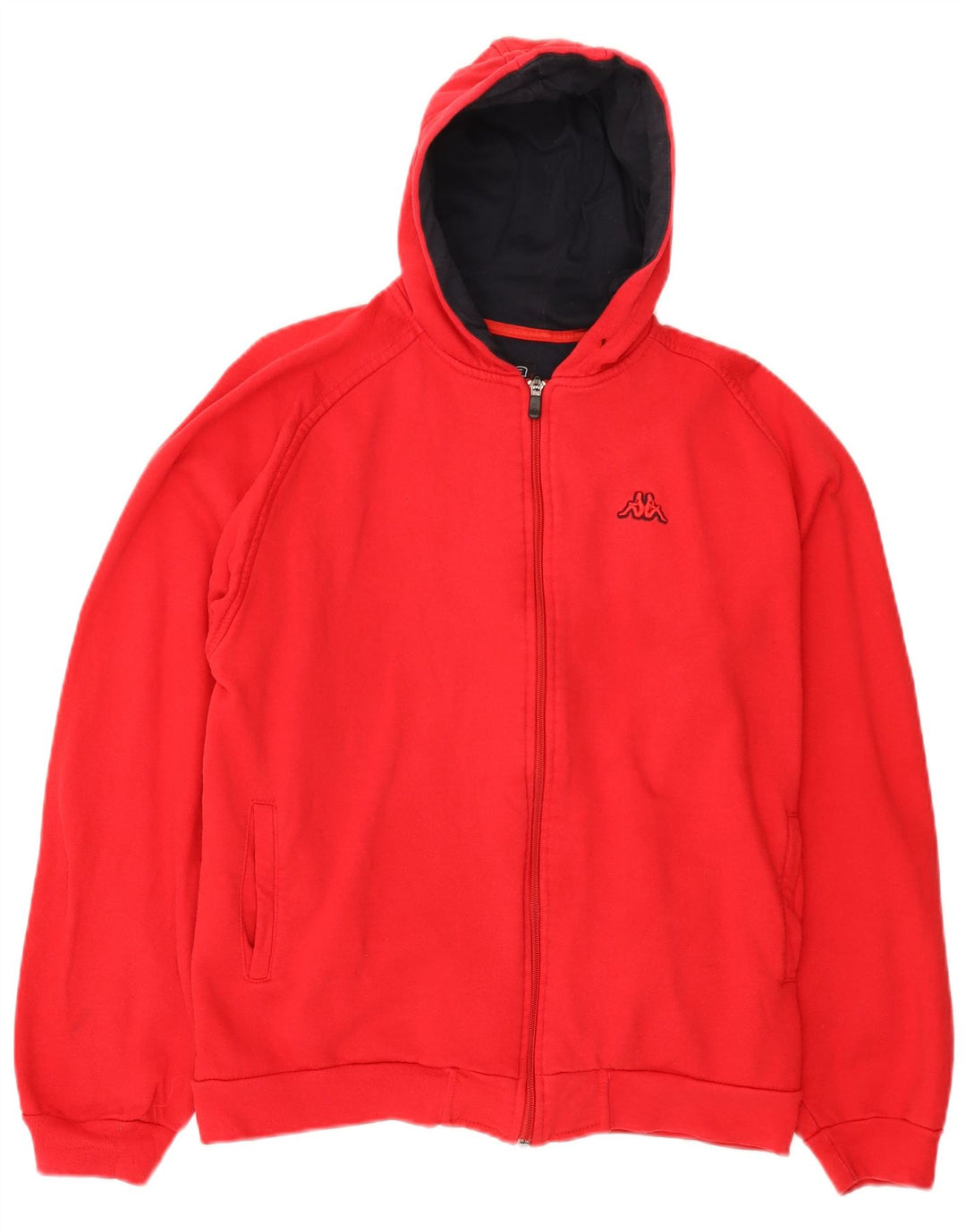Kappa Herren-Kapuzenpullover mit Reißverschluss, groß, aus roter Baumwolle