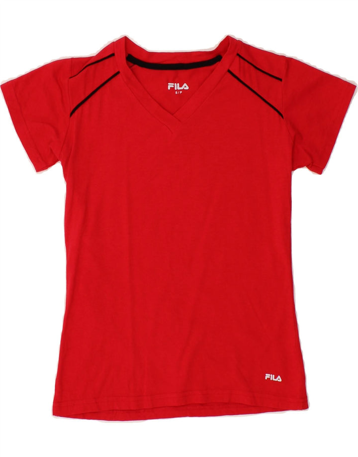 FILA Womens T-Shirt Top UK 10 Small Red Cotton Vintage Fila and Second-Hand Fila from Messina Hembry 