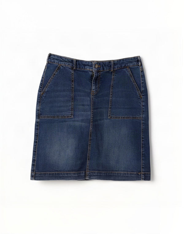 White Stuff Damen Jeansrock US 12 Medium W32 Blaue Baumwolle