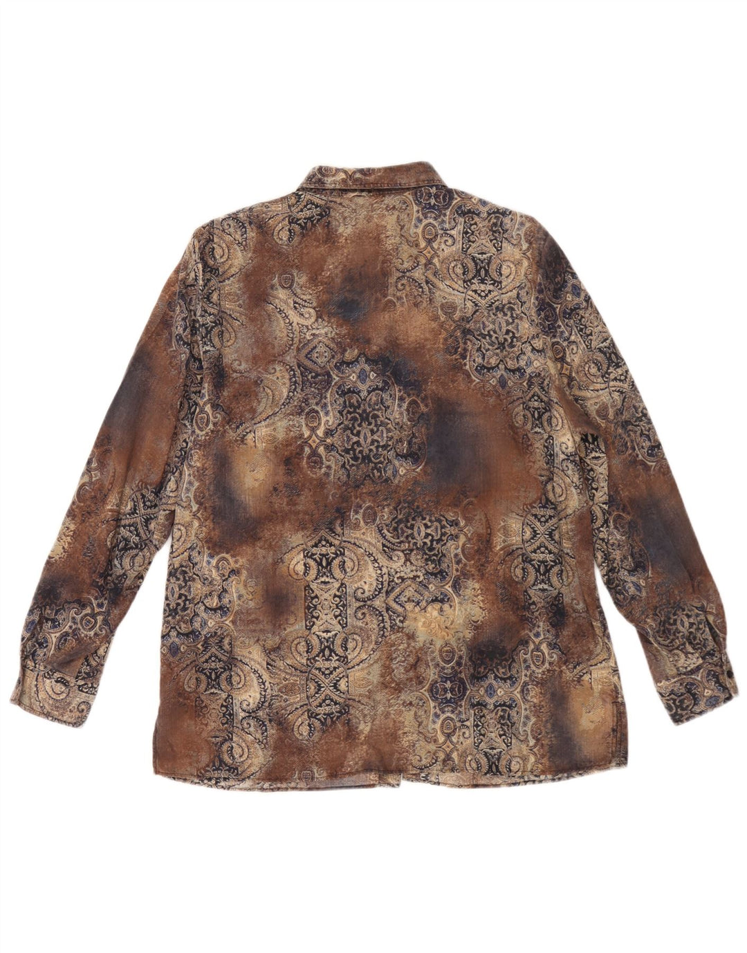 Vintage Damen Übergroßes Hemd IT 44 Mittelbraun Paisley Tencel