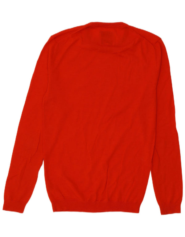 Jack Wills Herren-Pullover mit Rundhalsausschnitt, Größe S, rote Merinowolle