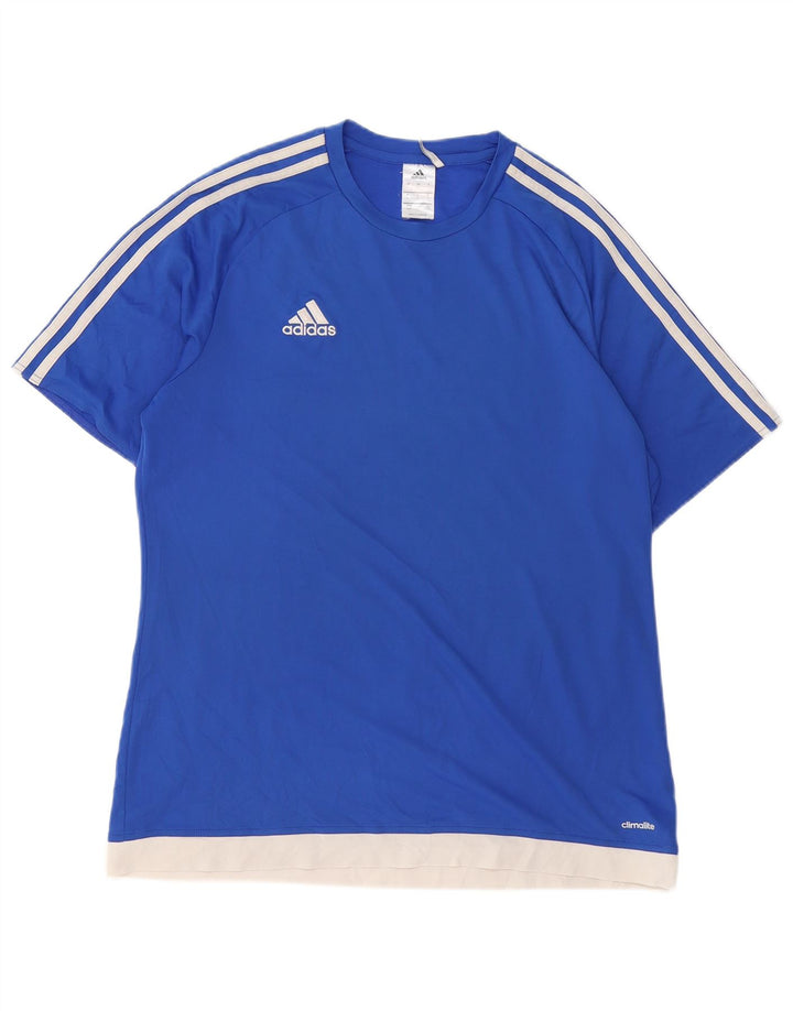 ADIDAS Herren Climalite T-Shirt Top, großes blaues Farbblock-Polyester