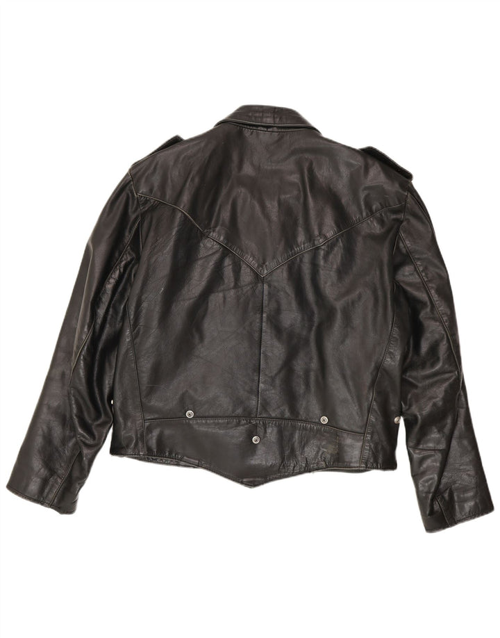 Vintage Herren Militärlederjacke UK 42 XL Schwarz