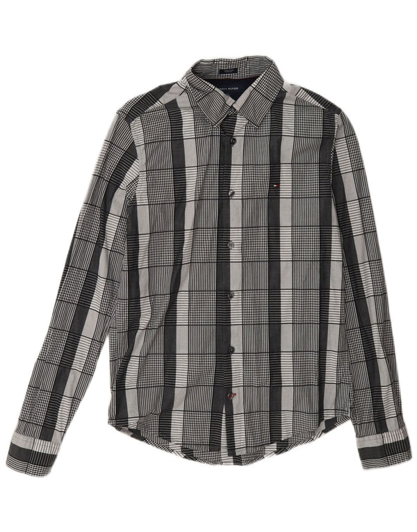 Tommy Hilfiger Herren New York Fit Hemd XS grau karierte Baumwolle