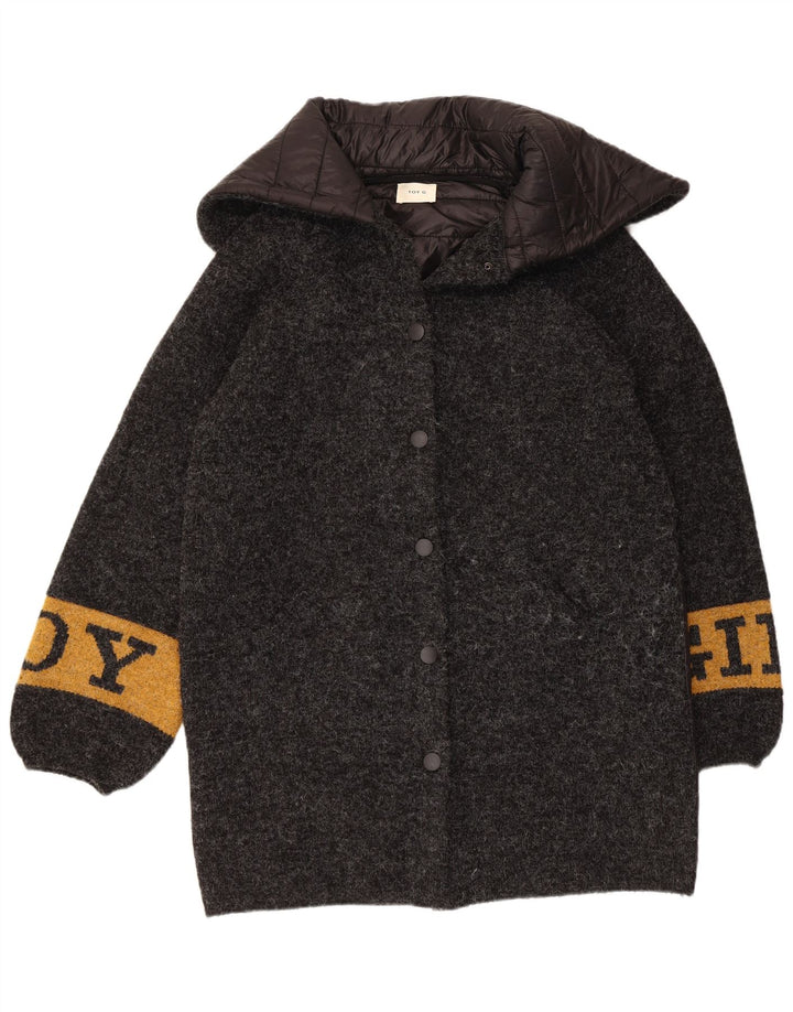 Toy G Womens Graphic Overcoat UK 12 Mittelgraue Wolle