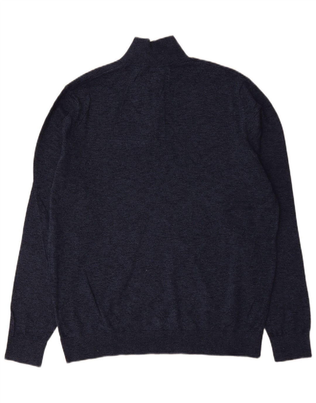 Marks & Spencer Herren-Pullover mit Reißverschluss am Hals, groß, marineblau gesprenkelte Baumwolle