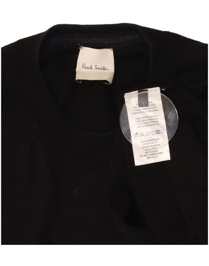 Paul Smith Herren-Pullover mit Rundhalsausschnitt, groß, schwarze Wolle