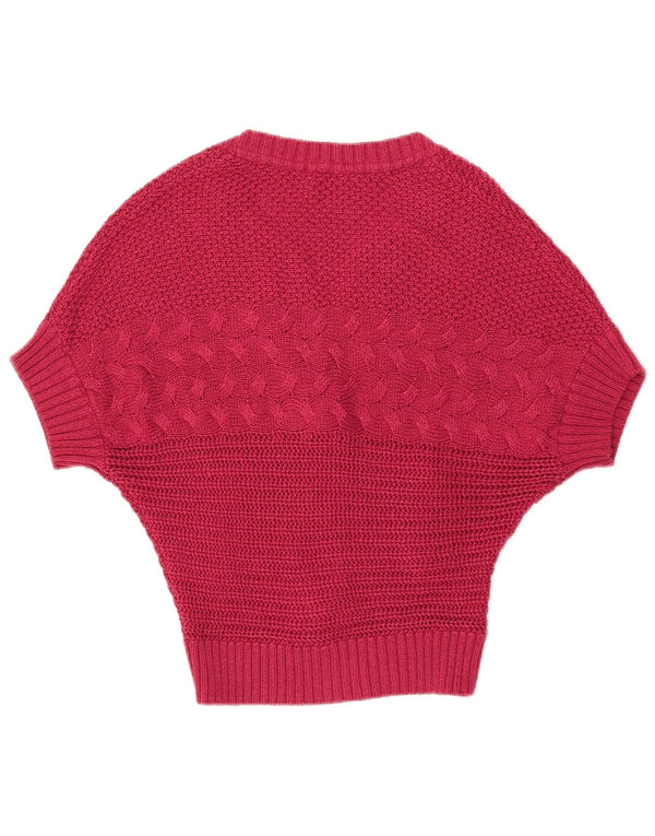 Vintage Damen Fledermaus-Cardigan-Pullover UK 14 Groß Rosa