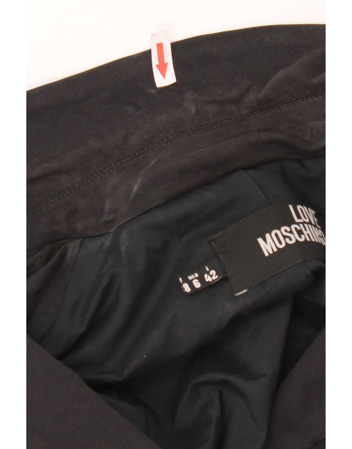 Moschino Womens Crop Graphic 3 Button Blazer Jacke UK 10 Small Schwarz