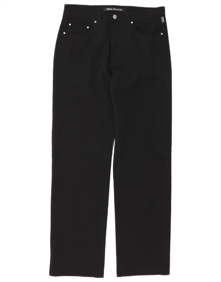 VERSACE Herren gerade Freizeithose IT 46 Small W32 L30 Schwarz Polyester