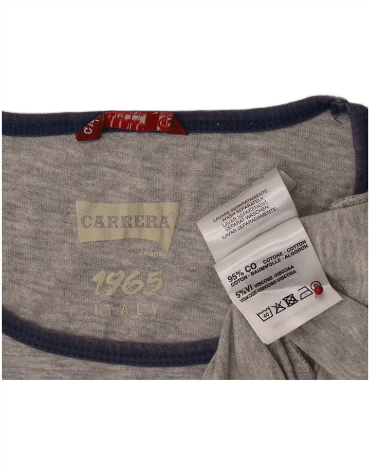 CARRERA Mens Graphic T-Shirt Top Large Grey Colourblock Cotton
