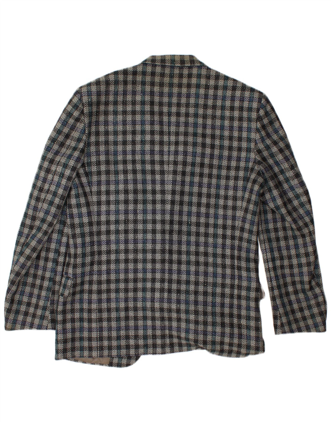 VALENTINO Herren-Blazer mit 2 Knöpfen, IT 50, große, blau karierte Schurwolle