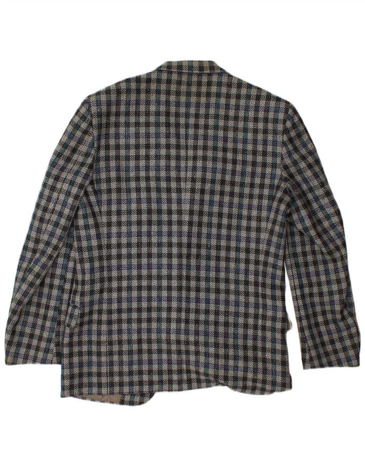 VALENTINO Herren-Blazer mit 2 Knöpfen, IT 50, große, blau karierte Schurwolle