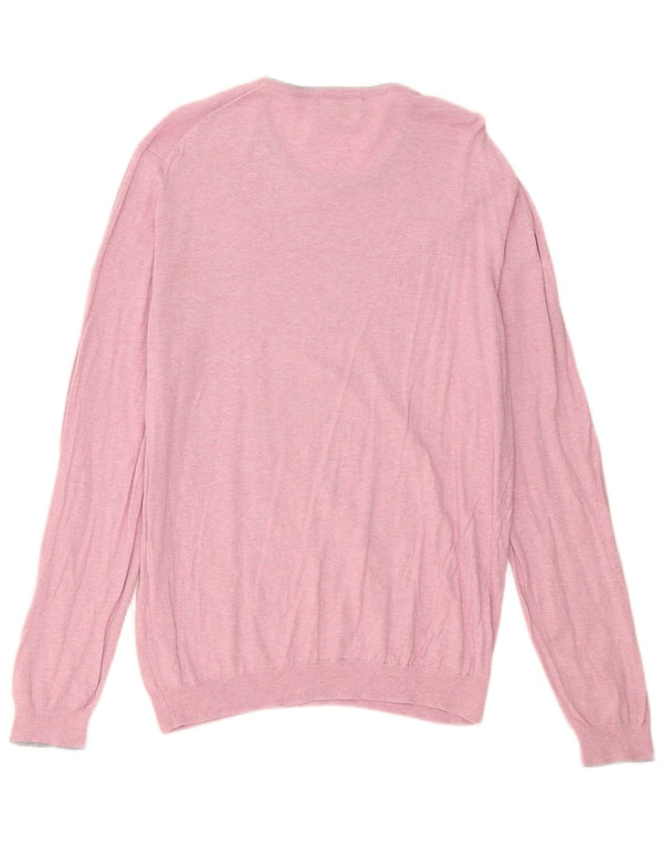 Marks & Spencer Herren Blauer Harbor-Pullover mit U-Boot-Ausschnitt, XL, Rosa, Baumwolle
