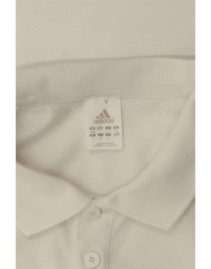 ADIDAS Mens Polo Shirt UK 38/40 Medium White Polyester Vintage Adidas and Second-Hand Adidas from Messina Hembry 