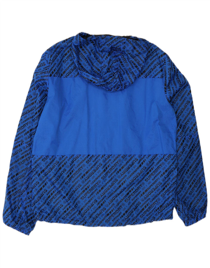 Superdry Herren-Regenjacke mit grafischer Kapuze, UK 42, XL, Blau, Polyester