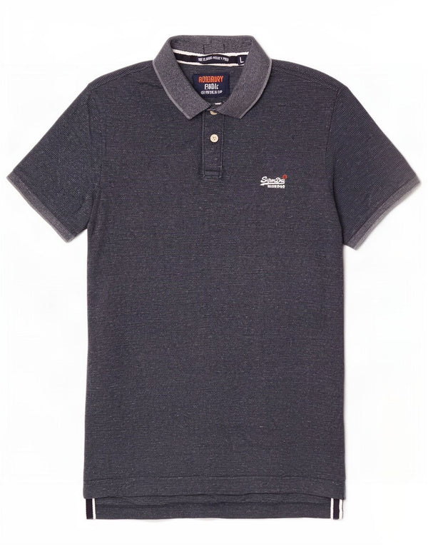 Superdry Herren-Poloshirt, groß, marineblau gesprenkelte Baumwolle