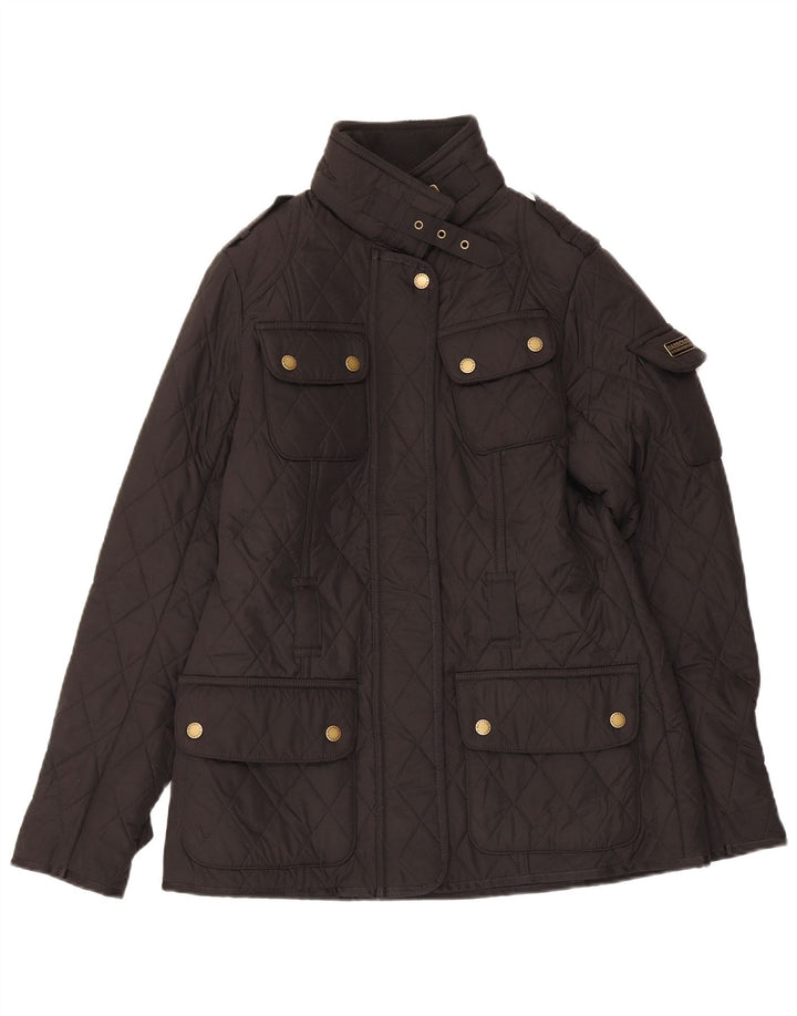 Barbour Damen Militär-Steppjacke UK 10 Small Schwarz Polyester