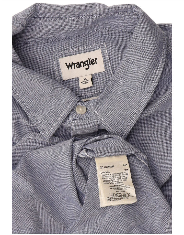 Wrangler Herrenhemd XL, blaue Baumwolle