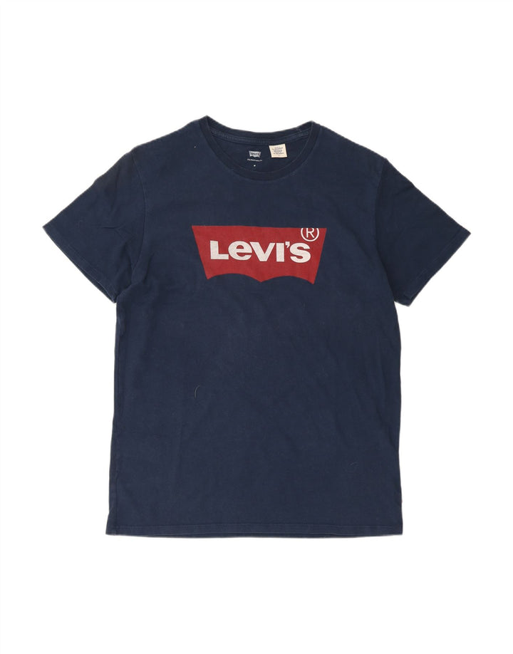 LEVI'S Mens Graphic T-Shirt Top Medium Navy Blue Cotton