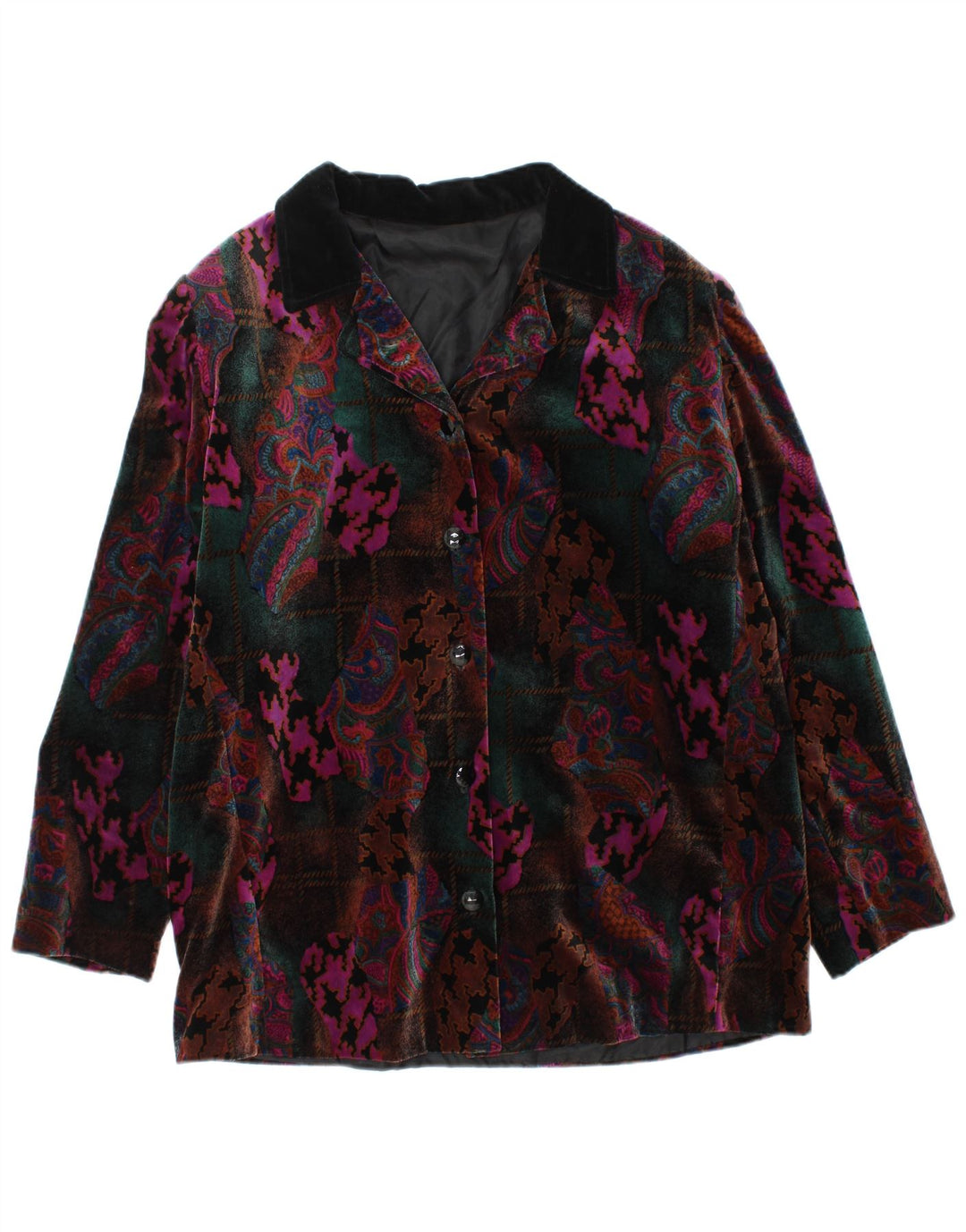 Vintage Damen 5-Knopf-Blazerjacke UK 16 Großes mehrfarbiges Paisleymuster