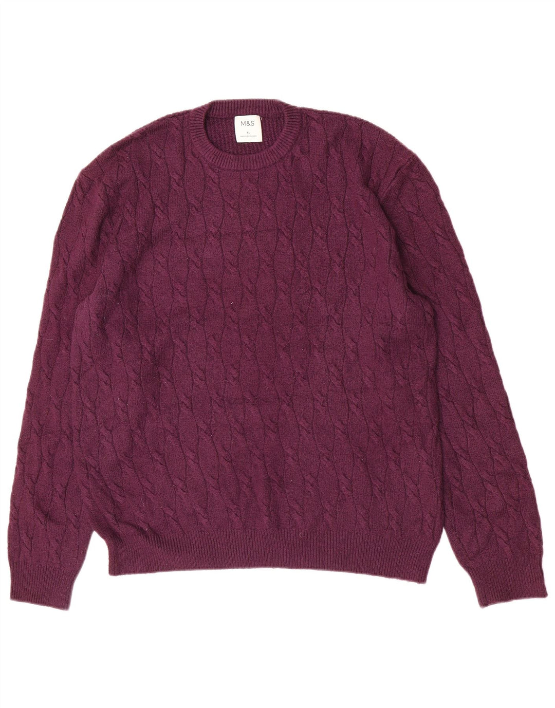 Marks & Spencer Herren-Pullover mit Rundhalsausschnitt, XL, Lila, Polyamid