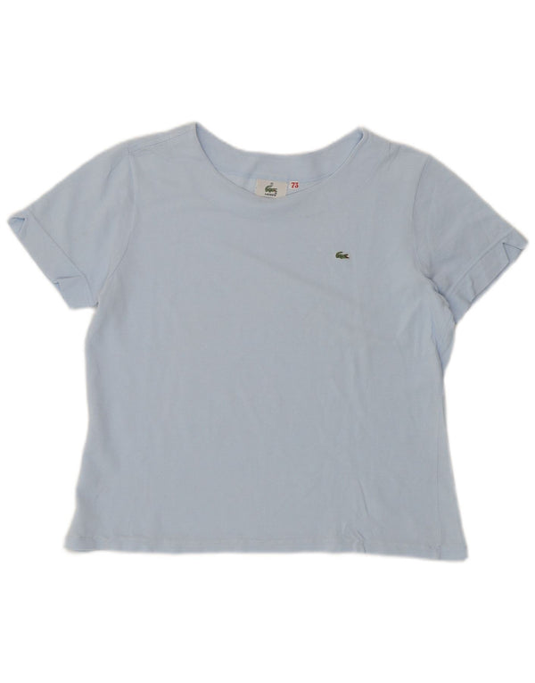 Lacoste Damen Crop T-Shirt Top Größe 42 Große blaue Baumwolle