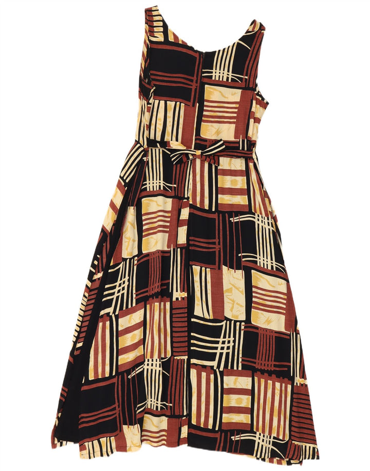 No Problem Damen Ärmelloses A-Linien-Kleid UK 18 XL Braun Patchwork Viskose