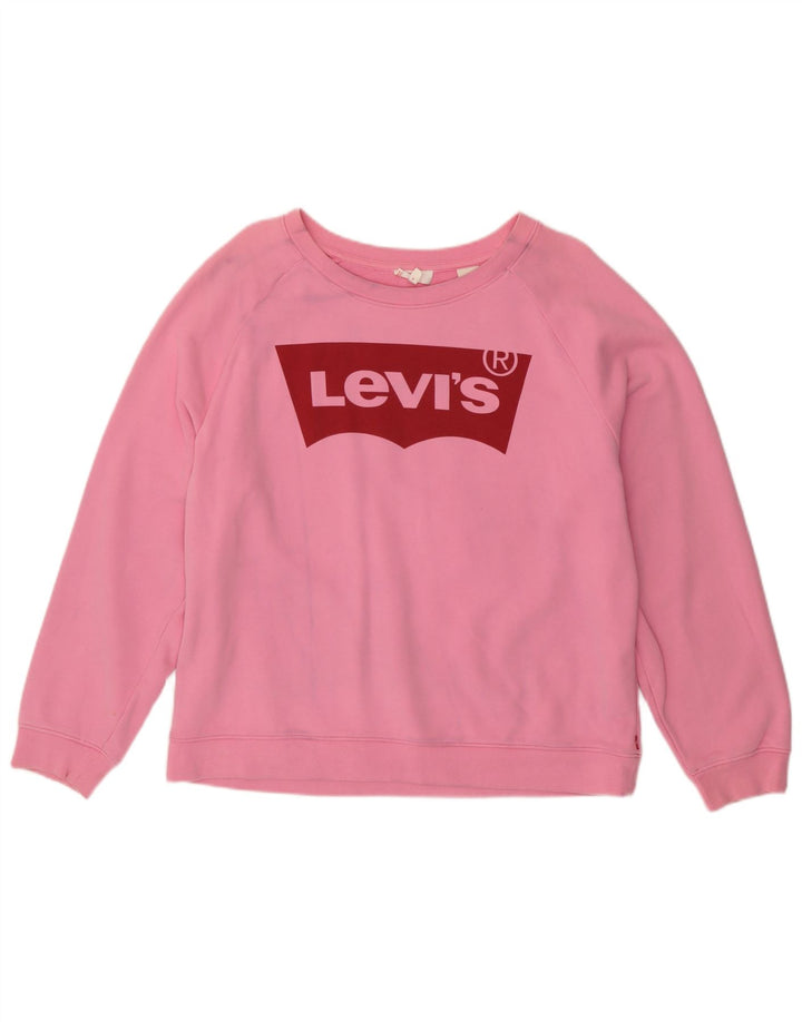 Levi's Damen-Sweatshirt mit Grafik, übergroß, Größe UK 16, Größe L, Rosa, Baumwolle