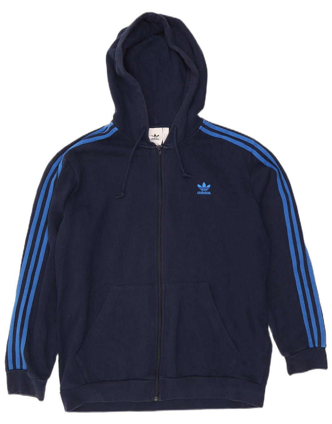 Adidas Herren-Kapuzenpullover mit Reißverschluss, groß, marineblau, Baumwolle