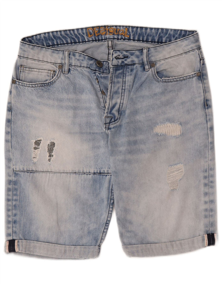Desigual Herren Distressed Denim Shorts W32 Mittelblau