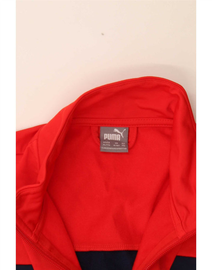 Puma Jungen-Trainingsanzug-Top-Jacke, 15–16 Jahre, rotes Farbblockdesign