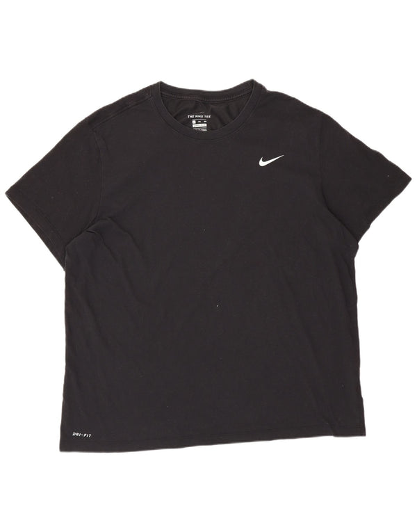 NIKE Herren Dri Fit T-Shirt Top 2XL Schwarz Baumwolle