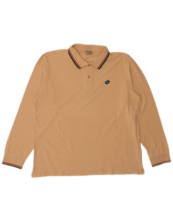 Lotto Herren Langarm-Poloshirt UK 46/48 3XL Beige Baumwolle