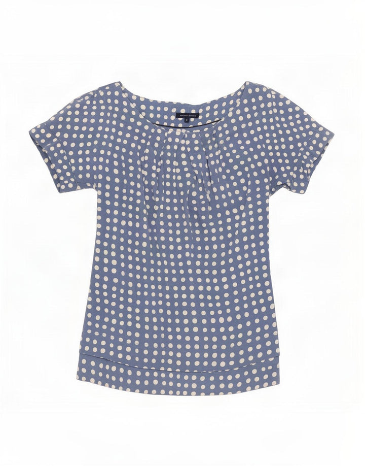 Tommy Hilfiger Damen Bluse Top US 8 Mittelblau gepunktete Seide