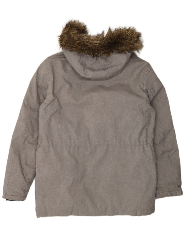 Jack & Jones wattierte Herrenjacke mit Kapuze, UK 40, Größe L, Grau, Farbblock